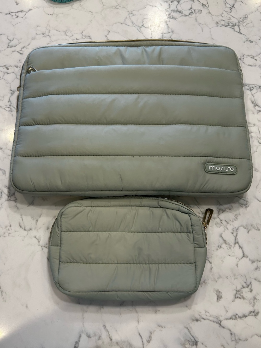 Mosiso Light Green Laptop Case & Small Zip Bag
